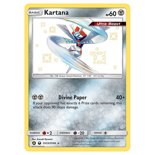 Pokemon - Sun & Moon - Hidden Fates - Kartana (Shiny) - SV33/SV94