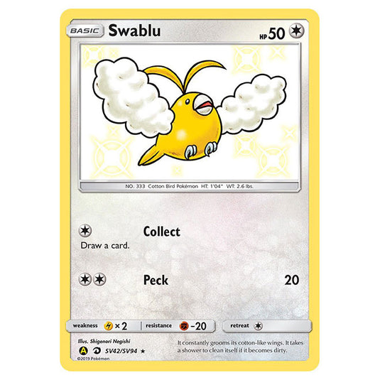 Pokemon - Sun & Moon - Hidden Fates - Swablu (Shiny) - SV42/SV94