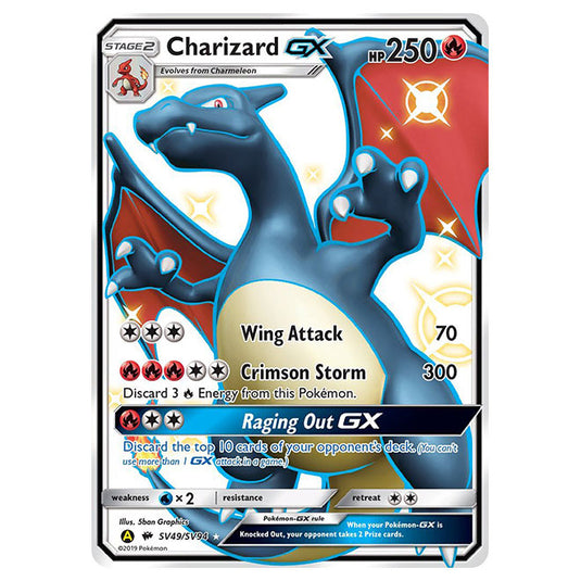 Pokemon - Sun & Moon - Hidden Fates - Charizard-GX (Shiny Full Art) - SV49/SV94