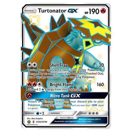 Pokemon - Sun & Moon - Hidden Fates - Turtonator-GX (Shiny Full Art) - SV52/SV94