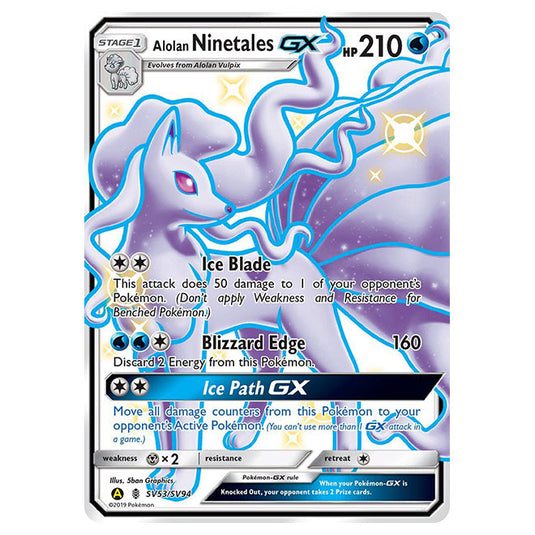 Pokemon - Sun & Moon - Hidden Fates - Alolan Ninetales-GX (Shiny Full Art) - SV53/SV94