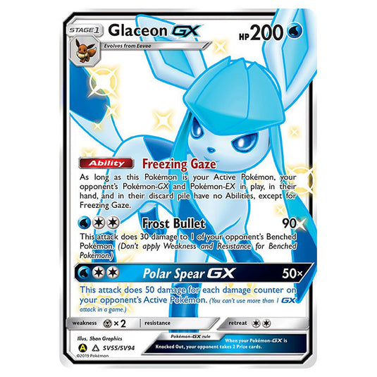 Pokemon - Sun & Moon - Hidden Fates - Glaceon-GX (Shiny Full Art) - SV55/SV94