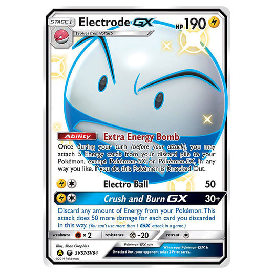 Pokemon - Sun & Moon - Hidden Fates - Electrode-GX (Shiny Full Art) - SV57/SV94