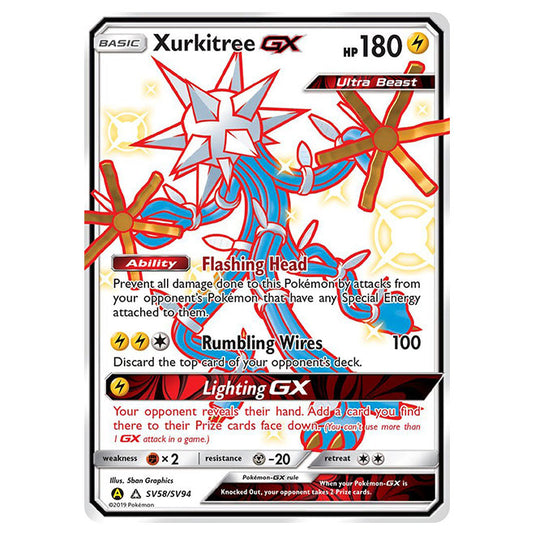 Pokemon - Sun & Moon - Hidden Fates - Xurkitree-GX (Shiny Full Art) - SV58/SV94