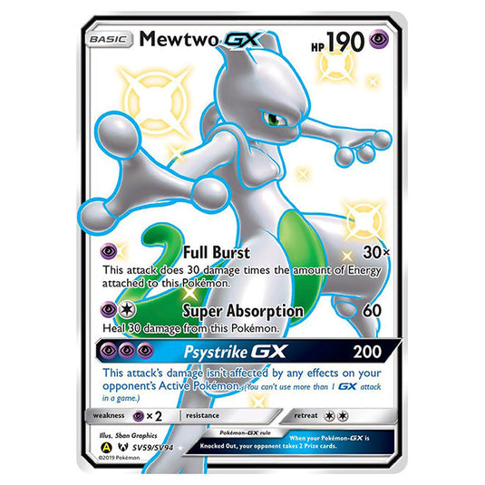 Pokemon - Sun & Moon - Hidden Fates - Mewtwo-GX (Shiny Full Art) - SV59/SV94