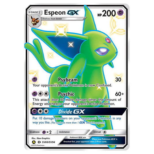 Pokemon - Sun & Moon - Hidden Fates - Espeon-GX (Shiny Full Art) - SV60/SV94 Pokemon - Sun & Moon - Hidden Fates - Espeon-GX (Shiny Full Art) - SV60/SV94
