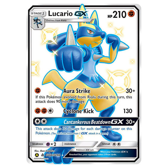 Pokemon - Sun & Moon - Hidden Fates - Lucario-GX (Shiny Full Art) - SV64/SV94