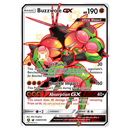 Pokemon - Sun & Moon - Hidden Fates - Buzzwole-GX (Shiny Full Art) - SV68/SV94