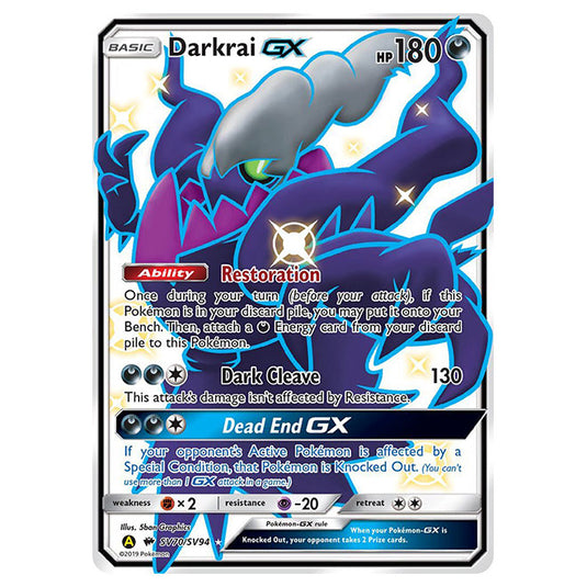 Pokemon - Sun & Moon - Hidden Fates - Darkrai-GX (Shiny Full Art) - SV70/SV94