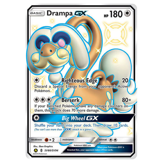 Pokemon - Sun & Moon - Hidden Fates - Drampa-GX (Shiny Full Art) - SV80/SV94