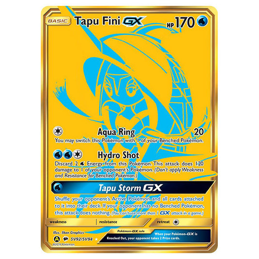 Pokemon - Sun & Moon - Hidden Fates - Tapu Fini-GX (Gold Rare) - SV92/SV94 Pokemon - Sun & Moon - Hidden Fates - Tapu Fini-GX (Gold Rare) - SV92/SV94