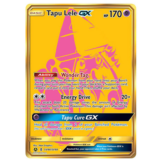 Pokemon - Sun & Moon - Hidden Fates - Tapu Lele-GX (Gold Rare) - SV94/SV94