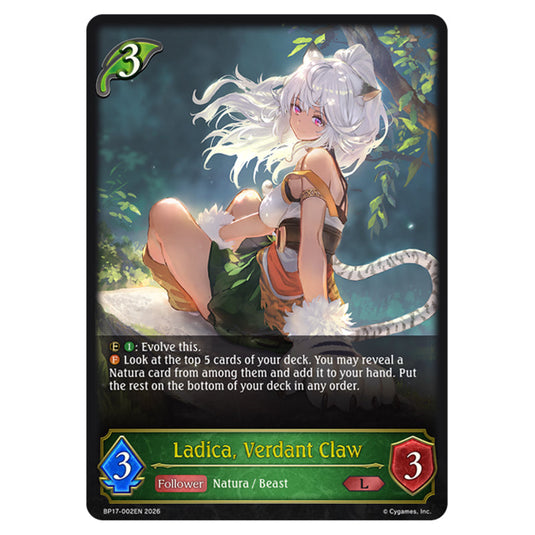 Ladica, Verdant Claw BP17-002EN card from the Shadowverse: Evolve set Convergent Destinies