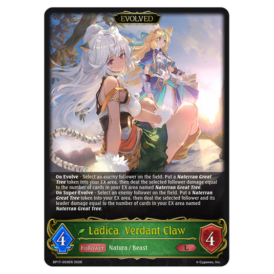 Ladica, Verdant Claw BP17-003EN card from the Shadowverse: Evolve set Convergent Destinies
