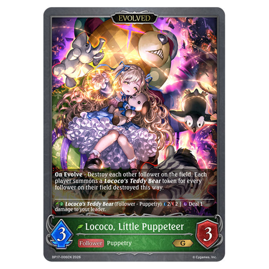Lococo, Little Puppeteer BP17-006EN card from the Shadowverse: Evolve set Convergent Destinies