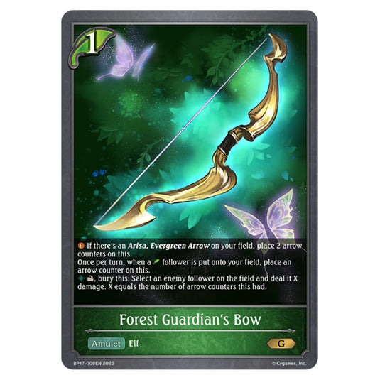 Forest Guardian's Bow BP17-008EN card from the Shadowverse: Evolve set Convergent Destinies