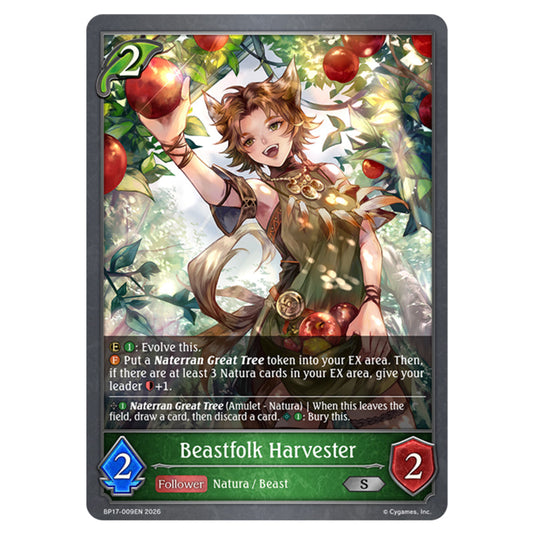 Beastfolk Harvester BP17-009EN card from the Shadowverse: Evolve set Convergent Destinies