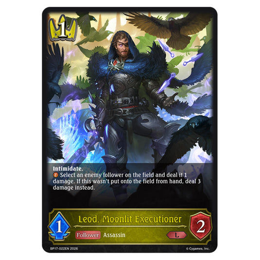 Leod, Moonlit Executioner BP17-022EN card from the Shadowverse: Evolve set Convergent Destinies