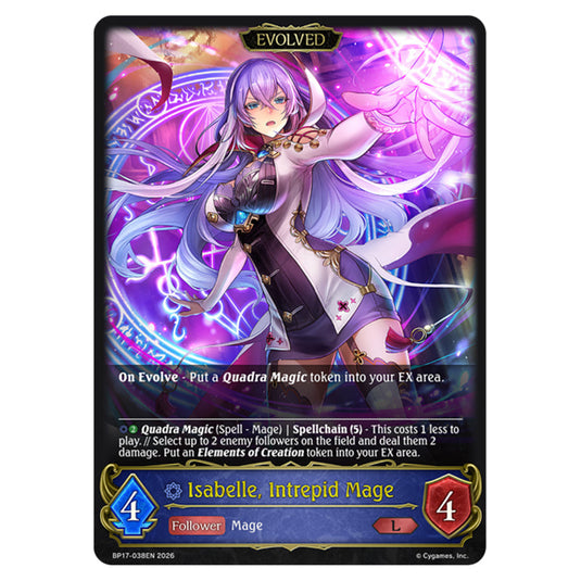 Isabelle, Intrepid Mage BP17-038EN card from the Shadowverse: Evolve set Convergent Destinies