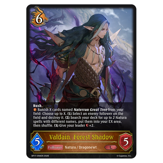 Valdain, Forest Shadow BP17-056EN card from the Shadowverse: Evolve set Convergent Destinies