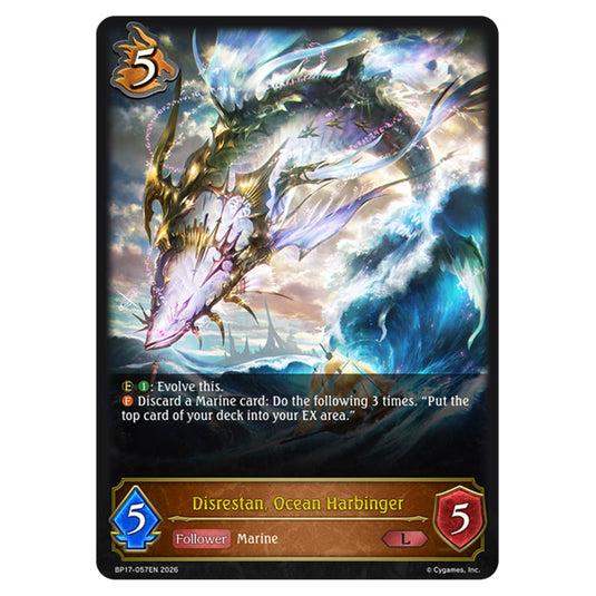 Disrestan, Ocean Harbinger BP17-057EN card from the Shadowverse: Evolve set Convergent Destinies