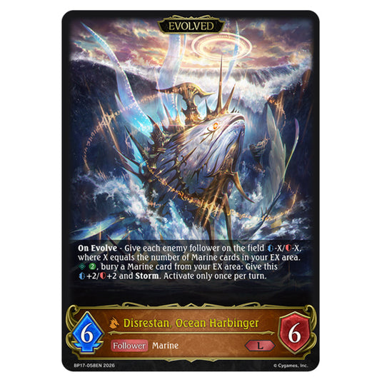 Disrestan, Ocean Harbinger BP17-058EN card from the Shadowverse: Evolve set Convergent Destinies