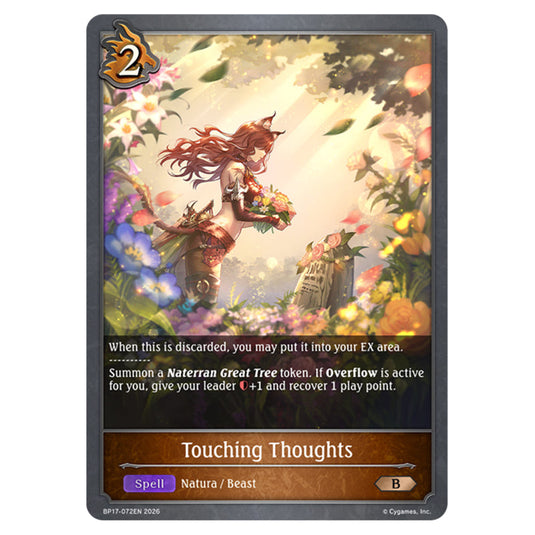 Touching Thoughts BP17-072EN card from the Shadowverse: Evolve set Convergent Destinies