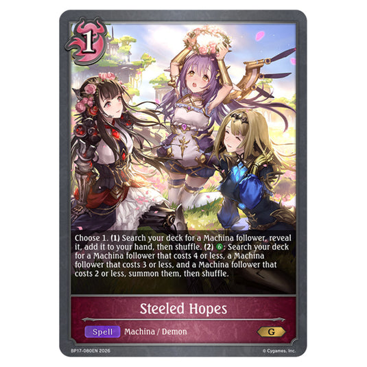 Steeled Hopes BP17-080EN card from the Shadowverse: Evolve set Convergent Destinies
