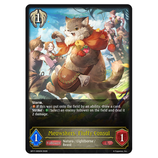 Meowskers, Fluffy Consul BP17-095EN card from the Shadowverse: Evolve set Convergent Destinies