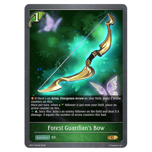Forest Guardian's Bow BP17-120EN card from the Shadowverse: Evolve set Convergent Destinies