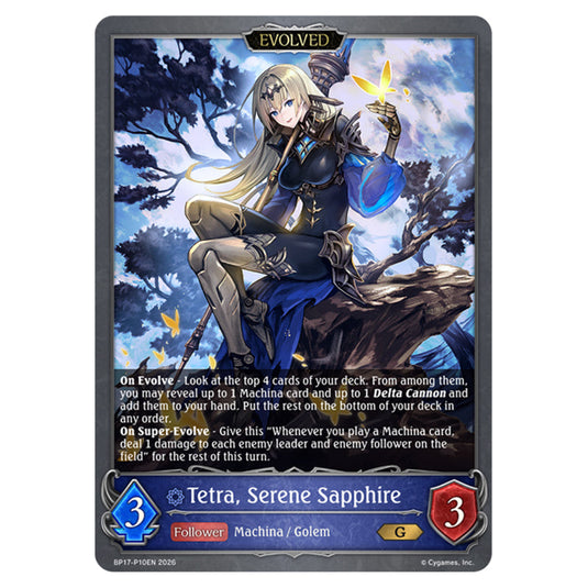 Tetra, Serene Sapphire BP17-P10EN card from the Shadowverse: Evolve set Convergent Destinies