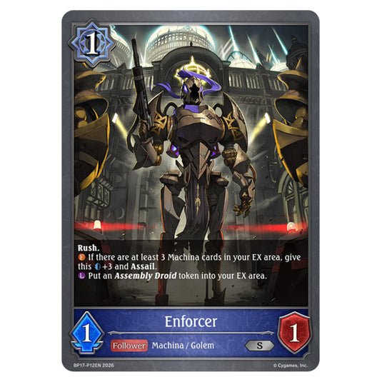 Enforcer BP17-P12EN card from the Shadowverse: Evolve set Convergent Destinies