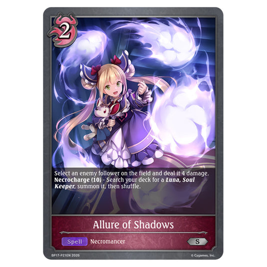Allure of Shadows BP17-P21EN card from the Shadowverse: Evolve set Convergent Destinies