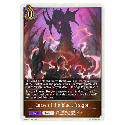 Curse of the Black Dragon BP17-P33EN card from the Shadowverse: Evolve set Convergent Destinies