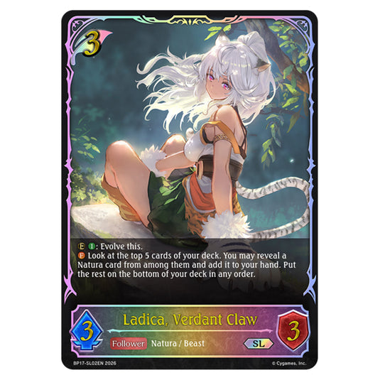 Ladica, Verdant Claw BP17-SL02EN card from the Shadowverse: Evolve set Convergent Destinies