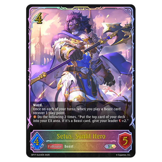 Setus, Sunlit Hero BP17-SL04EN card from the Shadowverse: Evolve set Convergent Destinies