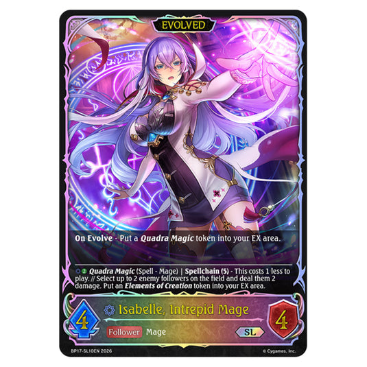 Isabelle, Intrepid Mage BP17-SL10EN card from the Shadowverse: Evolve set Convergent Destinies