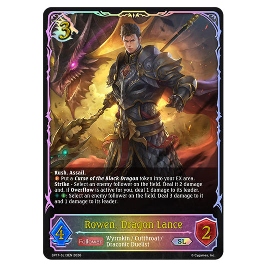 Rowen, Dragon Lance BP17-SL13EN card from the Shadowverse: Evolve set Convergent Destinies