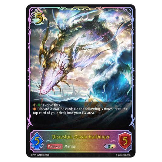 Disrestan, Ocean Harbinger BP17-SL15EN card from the Shadowverse: Evolve set Convergent Destinies