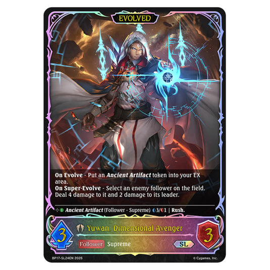 Yuwan, Dimensional Avenger BP17-SL24EN card from the Shadowverse: Evolve set Convergent Destinies