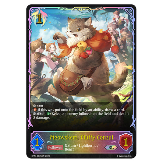 Meowskers, Fluffy Consul BP17-SL25EN card from the Shadowverse: Evolve set Convergent Destinies