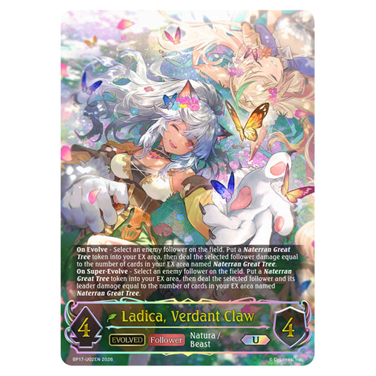 Ladica, Verdant Claw BP17-U02EN card from the Shadowverse: Evolve set Convergent Destinies