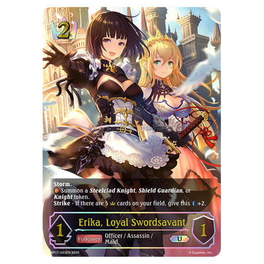 Erika, Loyal Swordsavant BP17-U03EN card from the Shadowverse: Evolve set Convergent Destinies