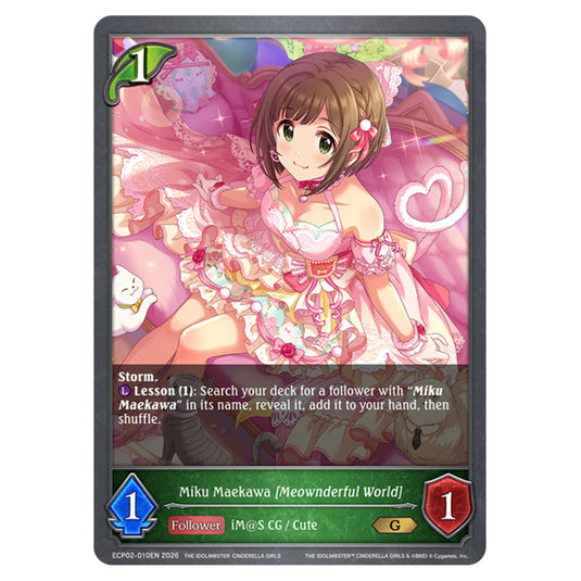 Miku Maekawa [Meownderful World] ECP02-010EN card from the Shadowverse: Evolve set THE iDOLM@STER Cinderella Girls