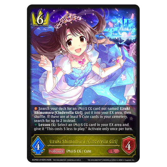 Uzuki Shimamura [Cinderella Girl] ECP02-015EN card from the Shadowverse: Evolve set THE iDOLM@STER Cinderella Girls