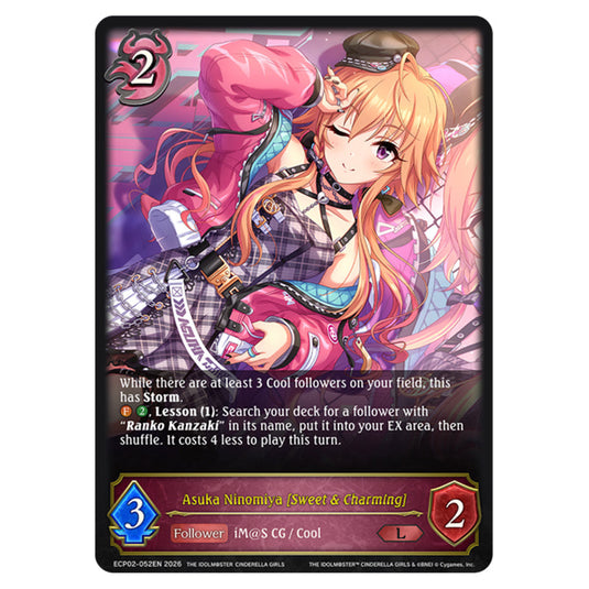 Asuka Ninomiya [Sweet & Charming] ECP02-052EN card from the Shadowverse: Evolve set THE iDOLM@STER Cinderella Girls