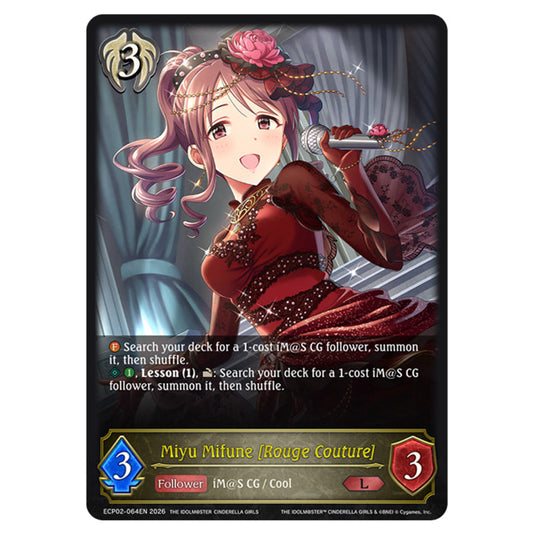 Miyu Mifune [Rouge Couture] ECP02-064EN card from the Shadowverse: Evolve set THE iDOLM@STER Cinderella Girls