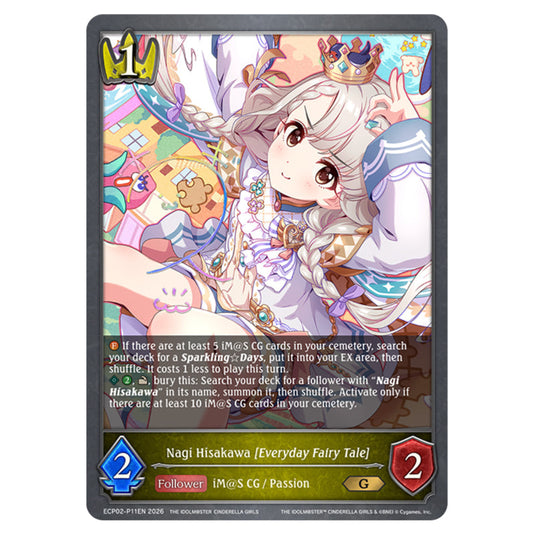 Nagi Hisakawa [Everyday Fairy Tale] ECP02-P11EN card from the Shadowverse: Evolve set THE iDOLM@STER Cinderella Girls