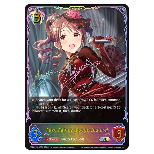 Miyu Mifune [Rouge Couture] ECP02-SL32EN card from the Shadowverse: Evolve set THE iDOLM@STER Cinderella Girls