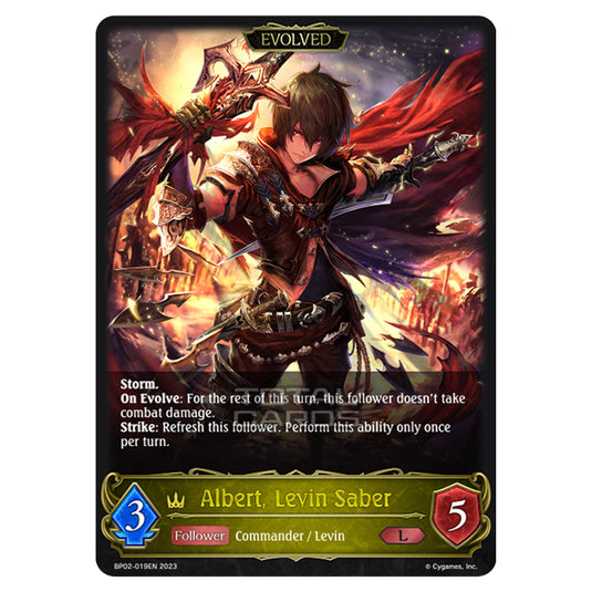 Shadowverse Evolve - BP02 - Reign of Bahamut - Albert, Levin Saber (Evolved) - BP02-019EN